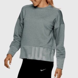 Nike Gray Training Crewneck Sweatshirt Spell Out Just Do It AH8982 Ribbed XS